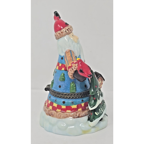 Vintage Ceramic Hinged Trinket Box Santa and Tree Holiday Decoration PB194 - Picture 4 of 7